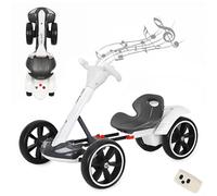 Electric Go Kart for Kids 3+, 12V Foldable Pedal Go-Kart with Adjustable Seat, Music and Lights, 8 MPH Speed, Indoor/Outdoor Use