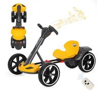 Electric Go Kart for Kids 3+, 12V Foldable Pedal Go-Kart with Reversing Feature, Adjustable Seat, Music & Lights, 8 MPH Speed for Indoor & Outdoor Use