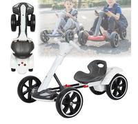 Electric Go Kart for Kids 3-8, 6v Foldable Electric Go Kart for Kids Adjustable Seat Steering Wheel, Music, Folding Wheel, Flashing LED Lights, Ride-On Go Cart for Boys and Girls (White, Regular)