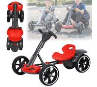 Electric Go Kart for Kids 3-8, 6v Foldable Electric Go Kart for Kids Adjustable Seat Steering Wheel, Music, Folding Wheel, Flashing LED Lights, Ride-On Go Cart for Boys and Girls (Red, Regular)