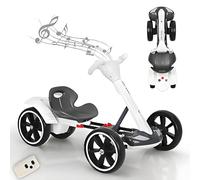 Electric Go Kart for Kids - 6V×2 Foldable Go Cart with Adjustable Seat, Music, Lights, Remote Control for Indoor and Outdoor Use