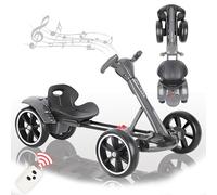 Electric Go Kart with Remote Control, Anti-Collision Design, 5 Mph Speed, Adjustable Seat, Music & Lights, Pedal Go-Kart for Kids Ages 3-10