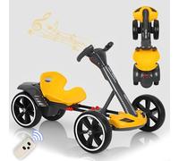 Electric Go Kart with Remote Control, Anti-Collision Design, Adjustable Seat, Music & Lights, 5 Mph Speed Drift Go Cart for Kids Ages 3-10