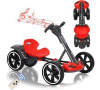 Electric Go Kart with Remote Control, Anti-Collision Design, Adjustable Seat, Music & Lights, 5 Mph Speed Drift Go Cart for Kids Ages 3-10
