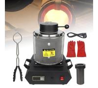 Electric Gold Melting，1500W Furnace, 2102℉ Digital Metal Smelting Machine, Metal Casting Kit with Graphite Crucible for Melt Scrap, Silver, Gold, Refining Casting Furnace,Black-2KG