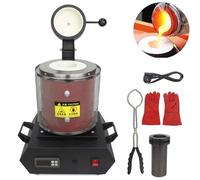 Electric Gold Melting,1500W Furnace, 2102℉ Digital Metal Smelting Machine, Metal Casting Kit with Graphite Crucible for Melt Scrap, Silver, Gold, Refining Casting Furnace,Red-2KG