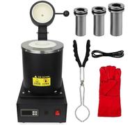 Electric Gold Melting, 1500W Furnace Kit, 1100℃ /2012 ℉ Digital Metal Smelting Machine with 1+2+3KG Graphite Crucible & Gloves, Machine Smelter Furnace Casting Furnace black
