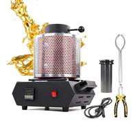 Electric Gold Melting，1750W Furnace, 1150℃ Small Digtal Melting Furnace with Anti-Scald Mesh for Processing and Melting Gold, Silver, Aluminum and Copper, with Crucible and Crucible Tong,22