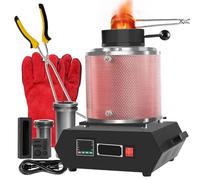 Electric Gold Melting， Furnace, 1500W Metal Smelting Machine with 1+3KG Graphite Crucible for Melt Scrap, 2100F Digital Machine Smelter Furnace Casting Furnace red