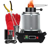 Electric Gold Melting， Furnace, 1500W Metal Smelting Machine with 1+3KG Graphite Crucible for Melt Scrap, 2100F Digital Machine Smelter Furnace Casting Furnace black