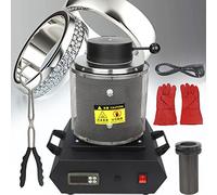 Electric Gold Melting Furnace,2102℉ Digital Metal Smelting Machine,Metal Casting Kit With Graphite Crucible For Melt Scrap,Silver,Gold,Refining Casting Furnace,Black-220V-2Kg