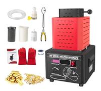 Electric Gold Melting Furnace 5000W Medium Frequency Induction Metal Smelting Machine, 1600℃ 3KG Graphite Crucible for Precious Metal Refining Casting