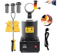 Electric Gold Melting，Melting Furnace, 1600W Furnace With 1KG/2KG/3KG Graphite Crucible,1150℃ /2102 ℉ Digital Electric Metal Smelting Machine (Black)