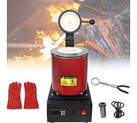 Electric Gold Melting,Melting Furnace, 1800w electric gold smelting furnace,1150℃ digital metal melting machine,casting furnace kit,for refining casting gold silver tin aluminum,Red-110V-2k