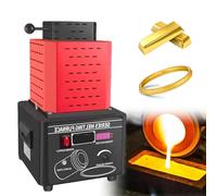 Electric Gold Melting,Melting Furnace, 5000w Furnace, 1600℃/2912℉ Digital Automatic Melting Furnace, Metal Casting Kit with Graphite Crucible 1kg/2kg/3kg,Red-1kg