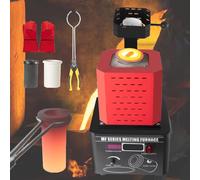 Electric Gold Melting，Melting Furnace, Furnace 1Kg/2Kg/3 Kg Furnace 1600℃/2912℉ Digital Melting Furnace Machine with Graphite Crucible for Metals Gold Silver Jewelry, 5000W,Red-1Kg