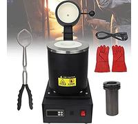 Electric Gold Melting,Melting Furnace, Furnace 2102℉ Digital Metal Smelting Machine with Graphite Crucible Gold,silver,copper and Aluminum Smelter Casting Refining Kiln Tools,Black-220V-2k