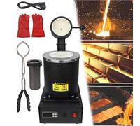 Electric Gold Melting,Melting Furnace, Furnace with Mesh Guard, Digital Automatic Melting Furnaces Machine with Graphite Crucible Heating Capacity 1750W Casting for Refining Silver Copper,3