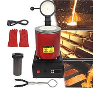 Electric Gold Melting,Melting Furnace, Furnace with Mesh Guard, Digital Automatic Melting Furnaces Machine with Graphite Crucible Heating Capacity 1750W Casting for Refining Silver Copper,3