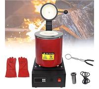 Electric Gold Melting，Melting Furnace, Metal Melting Furnace 1500w, Gold Silver Steel Smelting Machine, 1150℃ /2102 ℉ Automatic Digital Melting Furnace Machine with Graphite Crucible,Red-3k