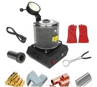 Electric Gold Melting，Metal Melting Furnace 1/2/3kg Capacity, Furnace, 2102°F Digital Melting Furnace Machine, Electric Melting Furnace Tongs with Mesh Guard and Graphite Crucible, For Ref