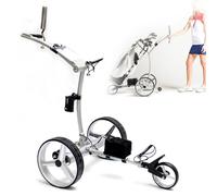 Electric Golf Bag Cart, Foldable 3 Wheel Remote Control Trolley with Phone, Cup & Umbrella Holders for Easy Course Navigation