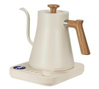 Electric Gooseneck Kettle 0.9L with LCD Display, 304 Stainless Steel Pour-Over Coffee & Tea Hot Water Boiler, Automatic Temperature Control, 1200W Quick Heating Tea Pot White