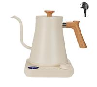 Electric Gooseneck Kettle, 8mm Spout Pour-Over Coffee and Tea Kettle, Stainless Steel Water Boiler Quick Heating Digital Display, 40-100°C Temp Control, UK Plug (White)