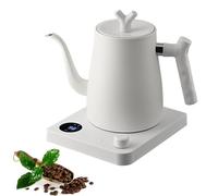 Electric Gooseneck Kettle with LCD Display, 1L Stainless Steel Electric Tea Kettle, Real-Time Temperature Control Kettle for Coffee Tea 1000W Quick Heating Tea Pot, White