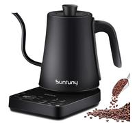 Electric Gooseneck Kettle with Precise Temp Control, 1L Pour Over Coffee Kettle 1200W Fast Water Boiler, Small Stainless Steel Drip Brew Tea Pot with LED Variable Temperature and Swan Neck Spout,Black