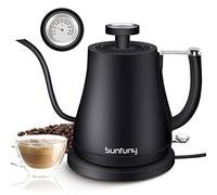 Electric Gooseneck Kettle with Temperature Display, 0.8Liter 100% Stainless Steel Pour Over Coffee Kettle, Swan Neck Hot Water Boiler Brew Tea Pot with 1000W Fast Boil, Auto Shut-Off for Home, Black