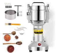 Electric Grain Mill 30-300 Mesh Superfine Grinding for Herbs/Grains/Spices/Seeds High Speed Stainless Steel (150g Vertical)