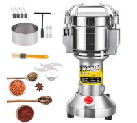 Electric Grain Mill 30-300 Mesh Superfine Grinding for Herbs/Grains/Spices/Seeds High Speed Stainless Steel (700g Vertical)