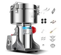 Electric Grain Mill Grinder, Stainless Steel High-Speed Spice Herb Grinders Superfine Machine, with Overload Protection& 5min Timer Mill, 180° swingable, for Dry Spice Herbs/Nut/Coffee/Rice 2000g