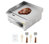 Electric Griddle, 2000W Commercial Counter Top Stainless Steel Hot Plate Kitchen Grill, Stainless Steel Nonstick Barbecue, with 122°F-572°F Thermostat Control, 14 * 14.96 * 8.27 in