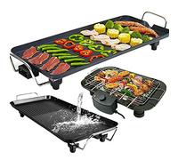 Electric Griddle Non-Stick Teppanyaki Grill Pan Smokeless Barbecue Grill Large Table Top Cooking Grill Portable Indoor Hot Plate with Fat Drip Tray and Adjustable Temperature - Large 48 x 27 x 8 cm