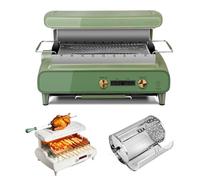 Electric Grill, 1500W BBQ Grill with 6-Level Firepower, 360° Rotation, and Drip Tray for Kitchen, Dinner Parties, Camping, and Festivals