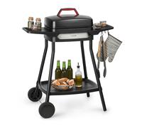 KLARSTEIN Gatsby Electric Grill Stand Grill Table Grill: Power: 2000 Watts, EasyGrill Concept, Grill Area: 40 x 36 cm/Die-Cast Aluminium/Non-Stick/Grill Hood, Two Side Tables, Black
