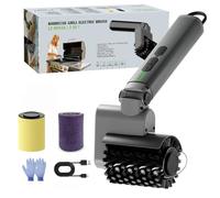 Electric Grill Brush, Cordless Grill Cleaning Brush BBQ Cleaner with Adjustable Angle, 3 Speeds, 3 Brush Heads, 90-Min Runtime, Stainless Steel Brush Head, IPX7 Waterproof Rotary Brush for BBQ Grates