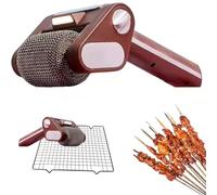 Electric Grill Cleaner Bristle Free, Bristle-Free Spinning Grill Brush with Built-in LED Spotlight, Cordless Electric BBQ Grill Cleaner, Detachable 350 RPM Roller, Blast Away Burnt-On Food (Brown)