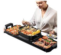 Electric Grill with Hot Pot 2 in 1 Indoor Korean BBQ Grill,2200W Multifunctional Smokeless BBQ Hot Pot Double Pot, Non-Stick Pan, for 5-10 People,Double Pot