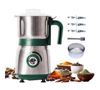 Electric Grinder for Kitchen - 500W Grain Mill with 3 Stainless Steel Blades, Dry and Wet Versatile Spice Grinder for Coffee, Grinding Spices, Bean, Grains, Nuts (Green)