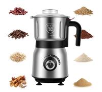 Electric Grinder for Kitchen - 500W Grain Mill with 3 Stainless Steel Blades, Versatile Spice Grinder for Coffee, Grinding Spices, Bean, Grains, Nuts,Wet & Dry Use(Black)