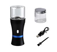 Electric Grinder Spice Herb Grinder USB-Rechargeable, 2pcs 1.7oz Glass Herb Chamber - Mini Portable (Black & Blue Ring)