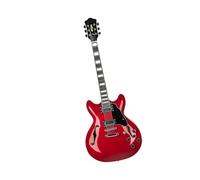 Electric Guitar 6 String Professional Electric Guitar Semi Hollow Body Stainless Steel Flute Box Red