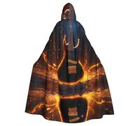 Electric Guitar Adult Halloween Party Cloak-Stylish Pumpkin Theme Hooded Wizard Robe Cosplay Costumes Black