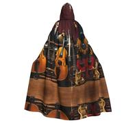 Electric Guitar Adult Halloween Party Cloak-Stylish Pumpkin Theme Hooded Wizard Robe Cosplay Costumes Black