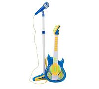 Electric Guitar and Microphone with Toy Rod Children Rock Guitar Microphone Karaoke with MP3 Connection Smartphone Adjustable Rod Speaker Music Bases Guitar Rock Electronic