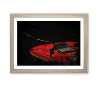 Electric Guitar Art No.1 Modern CB Framed Print | A4 Oak Framed Wall Art | Ready to Hang | Modern Music Picture | Living Room Bedroom Lounge Office