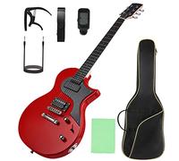 Electric Guitar Beginner Guitar 40.2 Inch Solid Poplar Body Maple Neck Laurel Fingerboard HH Pickups Les Paul Style with Gig Bag Tuner (Color Options) (Red)